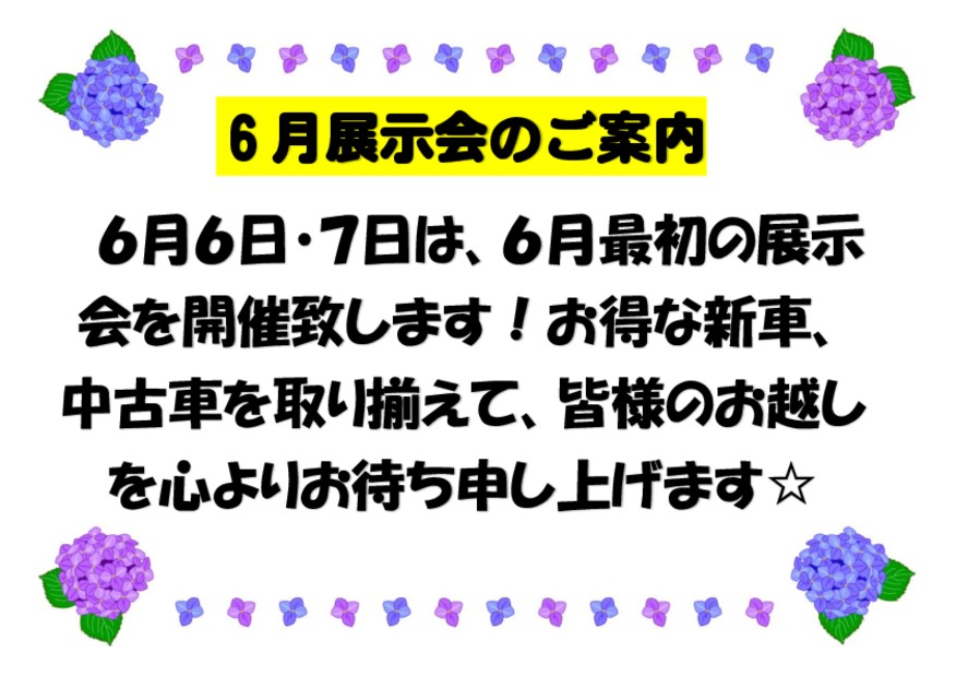 今週末は６月最初の展示会です☆